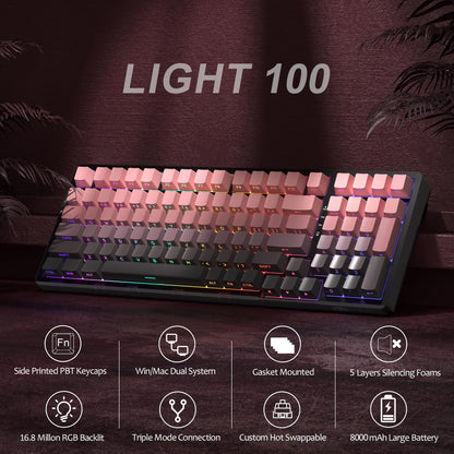 LIGHT100 ワイヤレス クリーミー キーボード (8000mAh)